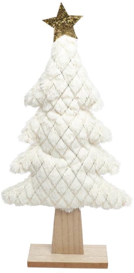 Countryfield kerstboom ornament wit pluche 24x5x45cm decoratie.
