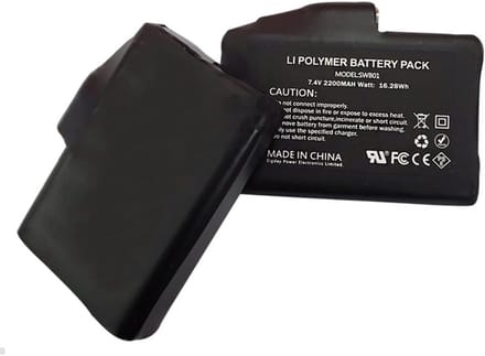 Oplaadbare Batterijen - Lithium Polymeer - Verwarmde Kleding - Hoge Capaciteit - 7.4 Volt - Zwart