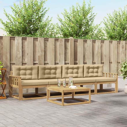 vidaXL - Buiten - bank - set - 4 - st - Wit - en - Beige