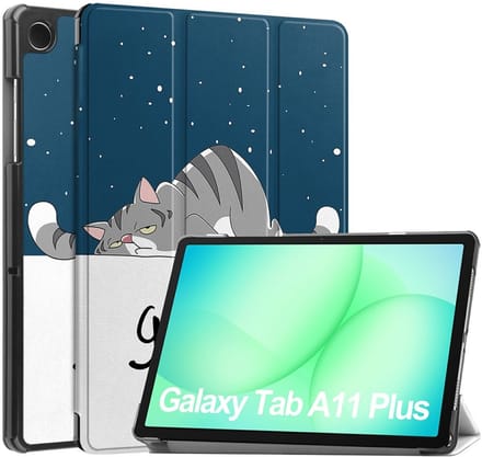 Coverup Tablethoes geschikt voor Samsung Galaxy Tab A11 Plus Hoesje - Tri-Fold Book Case met Wake/Sleep - Kat