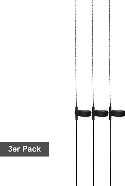 Star Trading Solar tuinspikes Flexy, LED, set van 3, buiten, padverlichting, zwart, schemersensor, warm wit, 80 cm