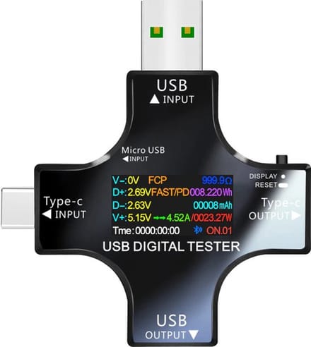 USB Digitale Spanning Tester | Usb poort Tester | TFT scherm | Multitester | USB-vermogensmeter