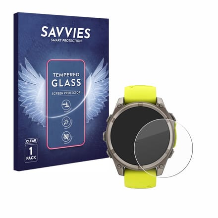 Savvies - Glas Screenprotector voor Garmin Fenix 8 Solar (47 mm) - Gehard Beschermglas 9H