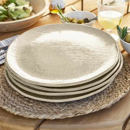 LOBERON Groot bord set van 4 Luganville beige