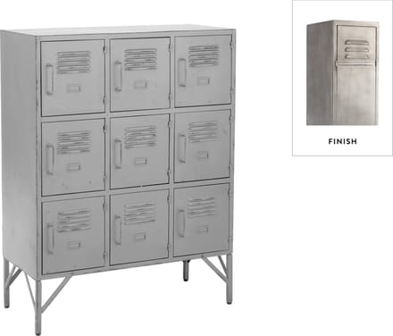 J-Line kast - 9 deuren - metaal - zilver