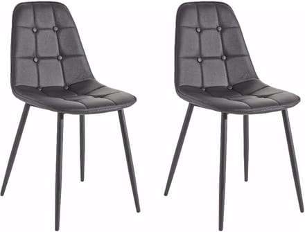 Luna-Eetkamerstoel - Set van 2 - Zwart PU