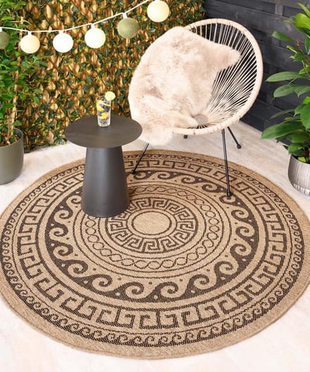 Jute buitenkleed rond - Sunset Shores beige/zwart 120