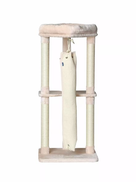Quapas! Krabpaal met Klimzak - 60 x 60 x 136cm Beige