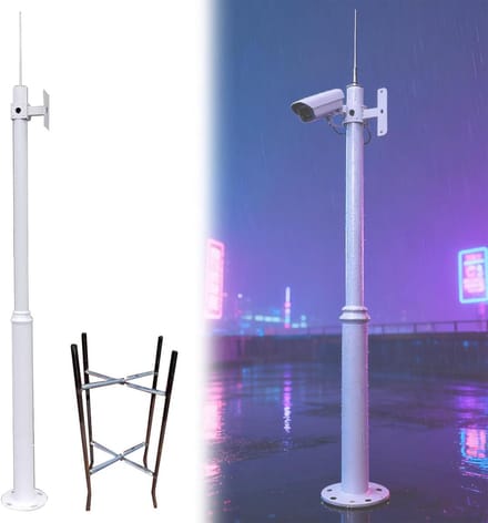 Bewakingspaal Buiten - Camera Paal - Veiligheid Verhogend - Bliksemafleider Inclusief - 2 meter - Zwart