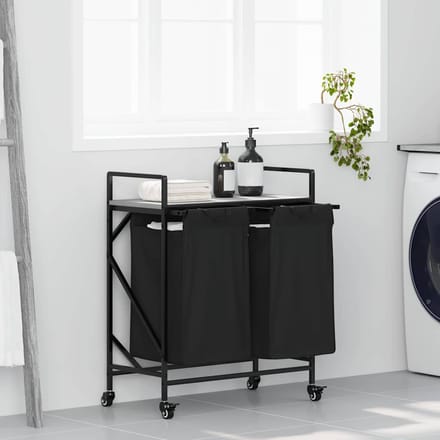 vidaXL - Wasmand - 2 - vakken - met - planken - grijs - sonoma - eiken