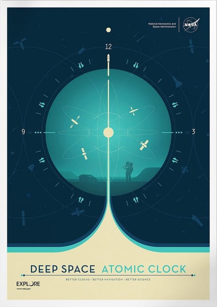 Deep Space Atomic Clock (Blue) | Space, Astronomie & Ruimtevaart Poster | A3: 30x40 cm