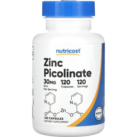Nutricost, Picolinate de Zinc, 30 mg, 120 Capsules
