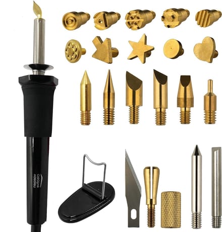 Houtbrander Set - Pyrografie Pen - Decoreren Hout - 23 Opzetstukken - 25.8 cm - Zwart
