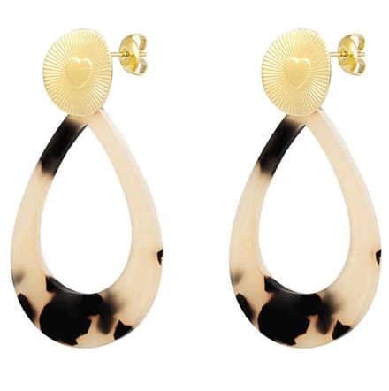 Yehwang Oorbellen Hart coin met ovaal goud beige