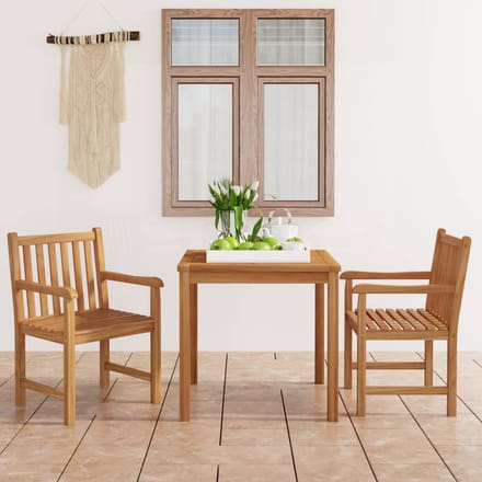 vidaXL - 3-delige - tuinset - 80x80 - cm - massief - teakhout