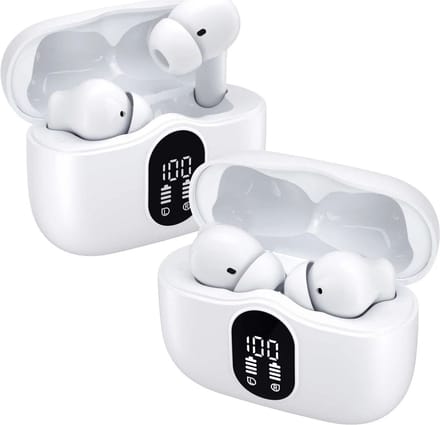 Duo Pack SBG Draadloze Oordopjes - Noise Cancelling - Headset - Bluetooth 5.3 - Earbuds oplaadcase - LED Display - Met Microfoon - Extra dopjes - Wit