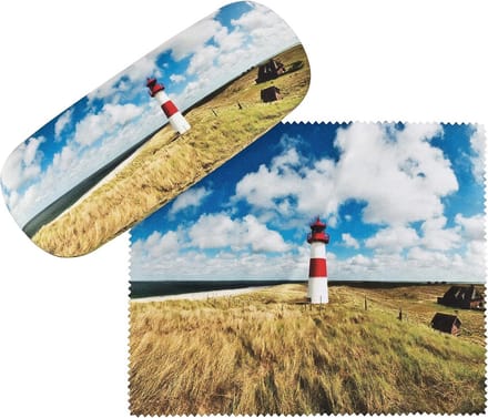 Stevige Brillenetui met Zachte Binnenkant en Microfiber Doekje - Vuurtoren Sylt Ontwerp