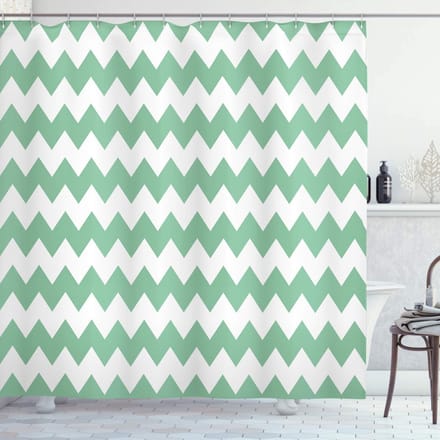 ABAKUHAUS douchegordijn geometrisch – jadegroen-wit 175x220 cm