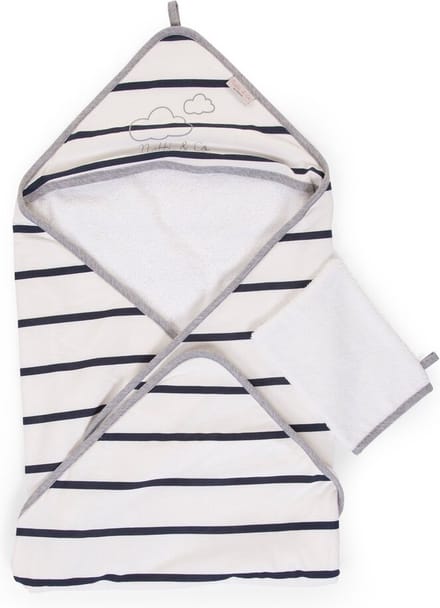 Baby Badcape + Washandje - 80x80 Cm - Jersey - Marin