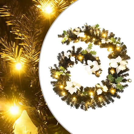 vidaXL - Kerstslinger - met - LED-lampjes - 2,7 - m - PVC - zwart