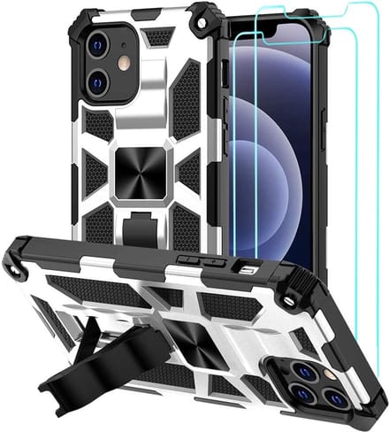 Hoesje Geschikt voor iPhone 12 Mini – Anti-Scratch Shockproof Zilver - 2 Pack Screenprotector