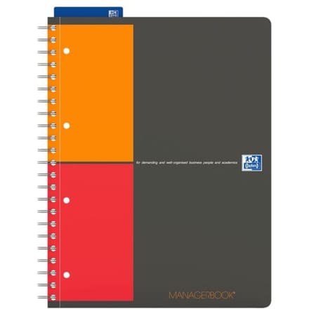 OXFORD International - managerbook - A4+ - 4 gaats - gelijnd - 80 vel - grijs