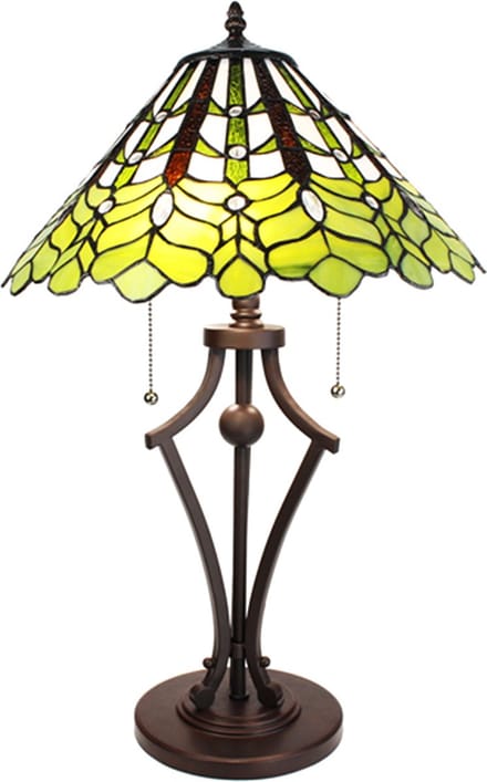 Lumilamp Tiffany Tafellamp Ø 41x62 cm Groen Wit Glas