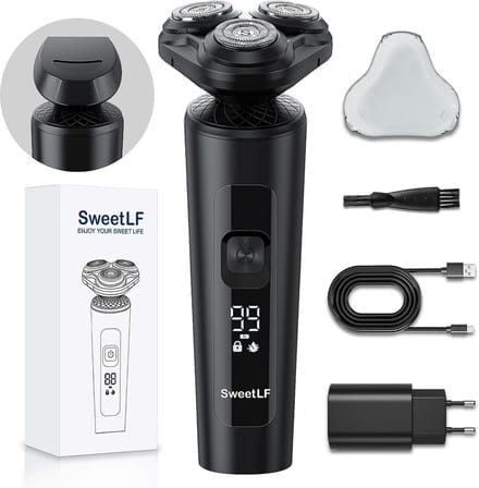 Elektrisch Scheerapparaat voor Mannen met Precision Trimmer, 5D Roterend, Nat en Droog Gebruik