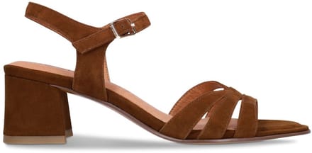 No Stress - Dames - Bruine leren sandalen met hak - Maat 36