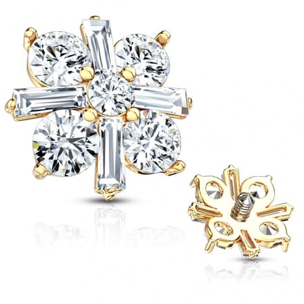 Dermal top Princess Cut 1.6mm gold plated - LMPiercings