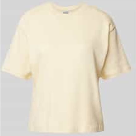 T-shirt met geribde ronde hals