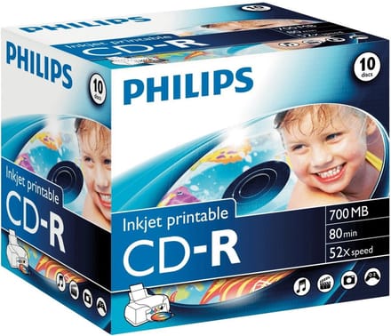 Philips CD-R 700MB 1 exemplaar in jewel case, Inkjet printbaar