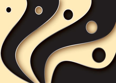 Fotobehang Abstract Modern Pattern Black Cream | PANORAMIC - 250cm x 104cm | 130g/m2 Vlies