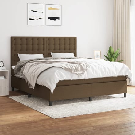 vidaXL - Boxspring - met - matras - stof - donkerbruin - 160x200 - cm