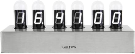 Karlsson Tafelklok Cathode - Geborsteld Staal voet, Wit LED - 28x7,5x11cm - Scandinavisch