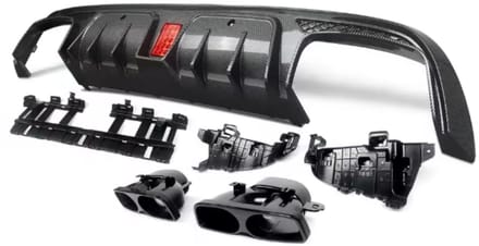 Achter Diffuser met Uitlaat Endtips - Voor Mercedes C-Klasse W205 (2015-2021) - Carbon Look - Auto Accessoires