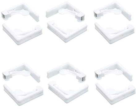 Verstelbare Tafelkleden Clips - Set van 6 Kunststof, Wit - 6 x 6 x 2 cm