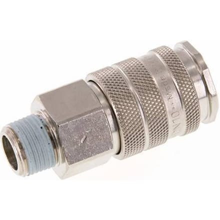 Vernikkeld Messing DN 10 Luchtkoppeling Snelkoppeling R 3/8 inch Buitendraad - CLS10-M-BN-038
