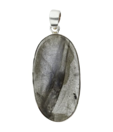 Zilveren Labradoriet edelsteen ovaal groot hanger