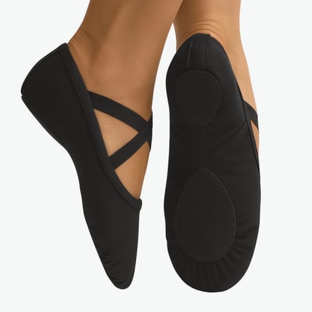 Dancer Dancewear® Balletschoenen Splitzool | ZWART | “StretchPro” | Stretch canvas | Balletschoen voor dames | Maat 36