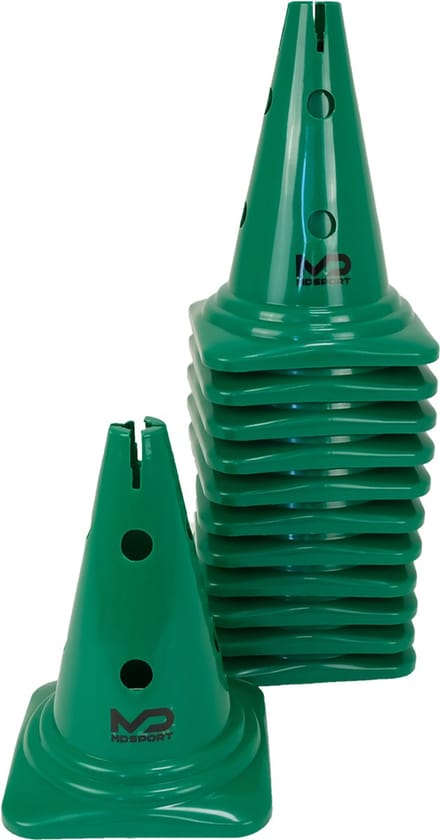 MDsport - Multifunctionele afbakenkegel groen - 30 cm - Set van 12 - Multifunctionele pion - Pion