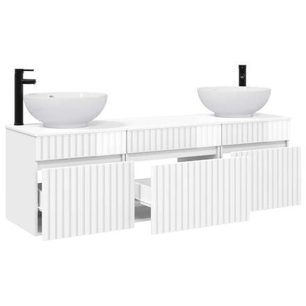 vidaXL - Badkamerkast - set - 3 - st - Hoogglans - Wit - 49 - x - 44,5 - x - 66,5 - cm