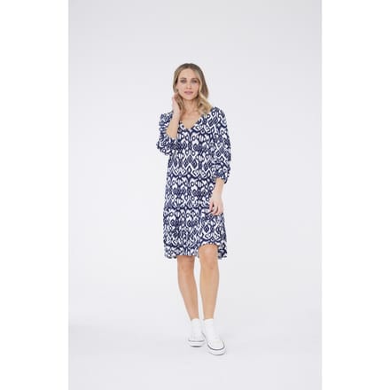 Jurk met tribale print - Blauw