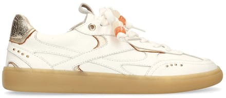 Manfield - Dames - Witte leren sneakers - Maat 37