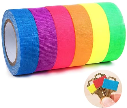 Dailygoods- Adhesive Tape Fluorescent - 6 Rollen Neon Tape - 15mm x 5m - UV Reactief - Decoratief - Sterke Hechting