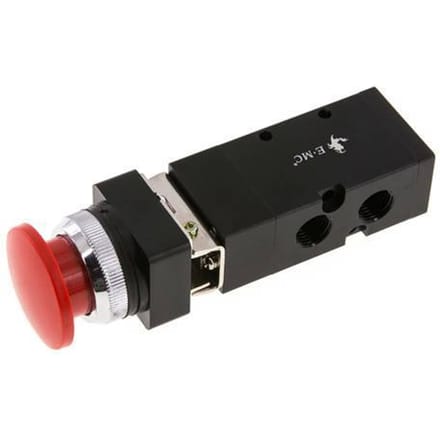 5/2 G1/4'' (G1/8'') Handbediend Ventiel Rood 0-8bar/0-112psi E.MC