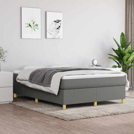 vidaXL - Boxspring - bed - stof - donkergrijs - 140x200 - cm
