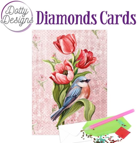 Set van 5 diamond painting kaarten 15x15cm (set 27): bloemen