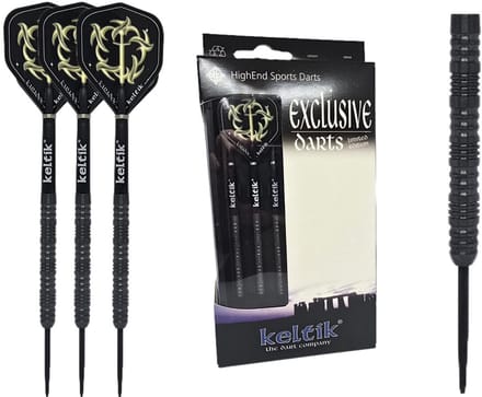 Steeldart stalen dartpijlen Keltik Corvin 22 g Black â€“ 90% wolfraam