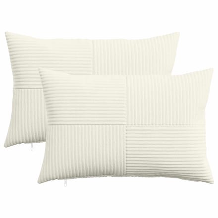 vidaXL - Kussensloop - 2 - pcs - ALMELO - Crèmekleurig - 50 - x - 75 - cm - corduroy